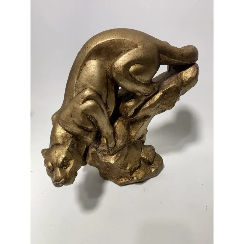 Trace Guthrie Signed 1990 Cougar Mountain Lion Sculpture Bronze Finish 18.5 Lbs